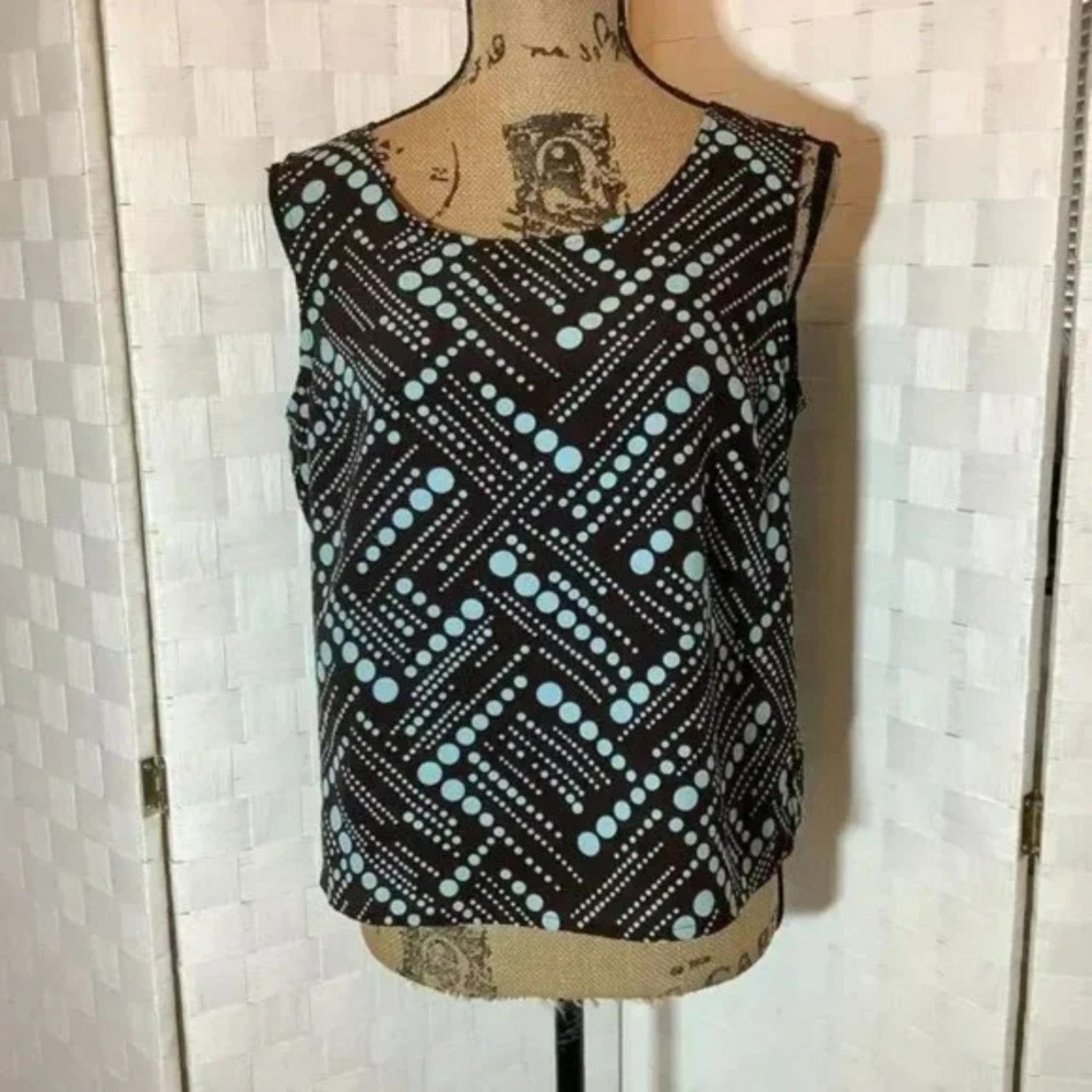 studio i sleeveless polka dot blouse size 10
